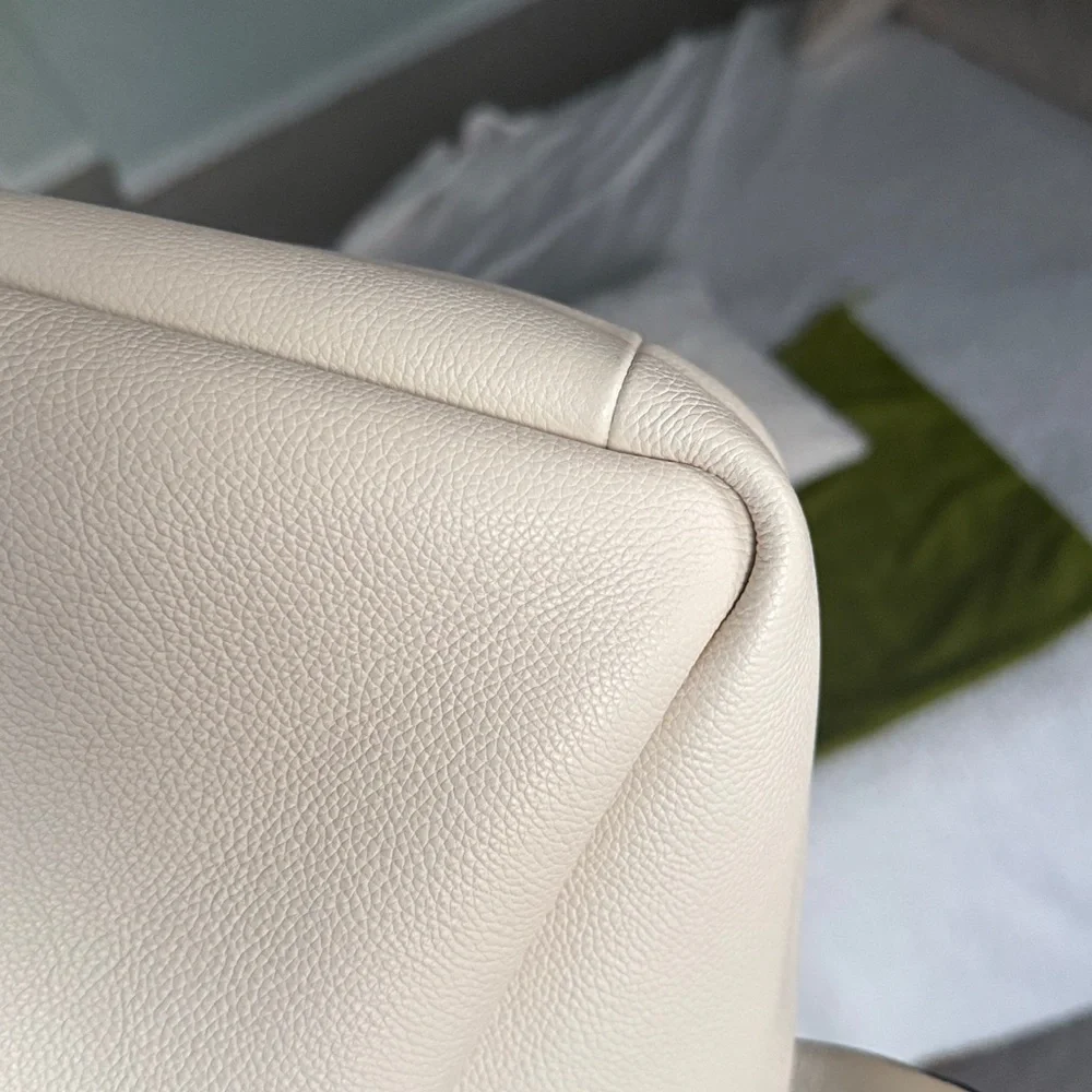 TORY BURCH Small Romy Tote Light Cream Leather Bag Handbag Silver Accents - Picture 8 of 16